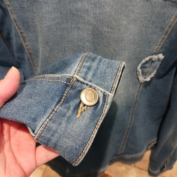 C Denim 1946 Womens Jacket Hearts Fringed XL Blue Bridal Casual Fall - Picture 4 of 10